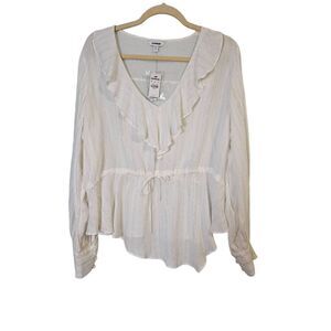 Express white with thin gold pin stripes top. NWT.  Size L.